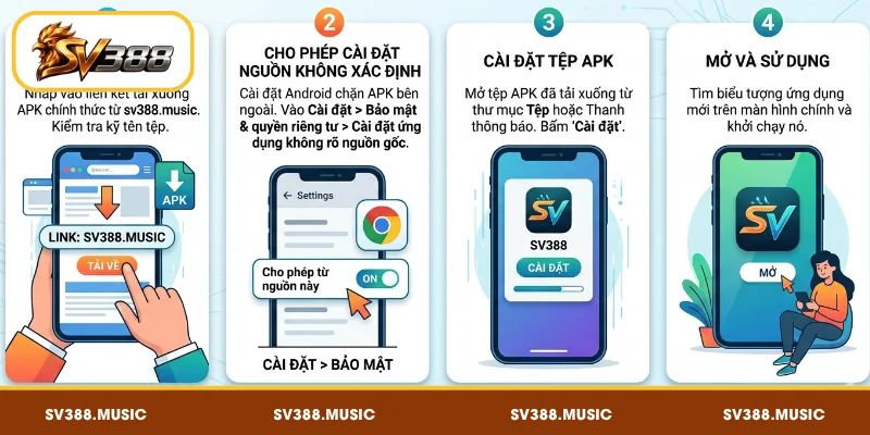 SV388 App Lỗi – Checklist Fix Crash & Cài Lại APK Chuẩn 3 Hướng dẫn cài lại app SV388 từ link APK đại lý
